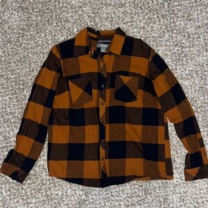 Natural Reflections Navy & Orange Checkered Button Down Shirt